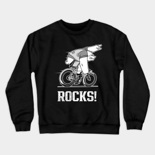 Bear Cycling Rocks with rocking finger sign riding bicycle very fast Crewneck Sweatshirt